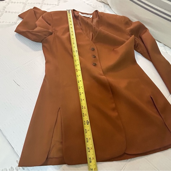 Vintage Alternatives by Tahari Silk Blend Collarless Jacket Blazer Brown Size 2 - Picture 13 of 14